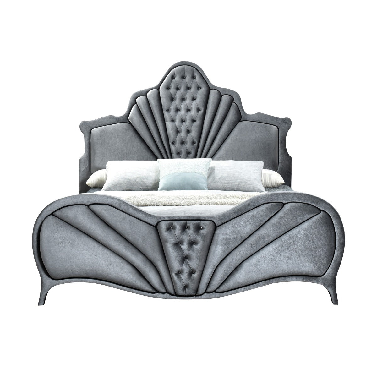 ACME Furniture Beds - ACME Dante Queen Bed, Gray Velvet