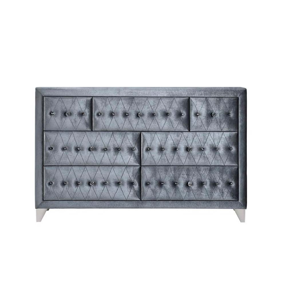 ACME Furniture Dressers - ACME Dante Dresser, Gray Velvet