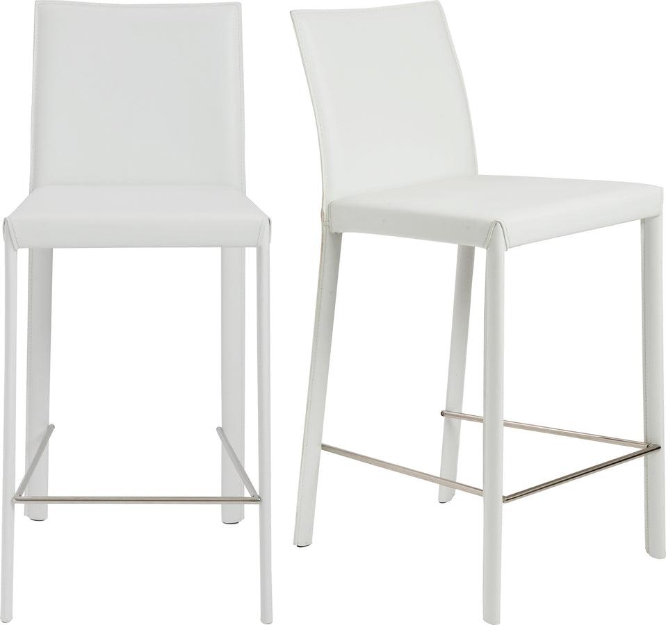 Euro Style Barstools - Hasina Counter Stool in White with Polished Stainless Steel Legs - Set of 2