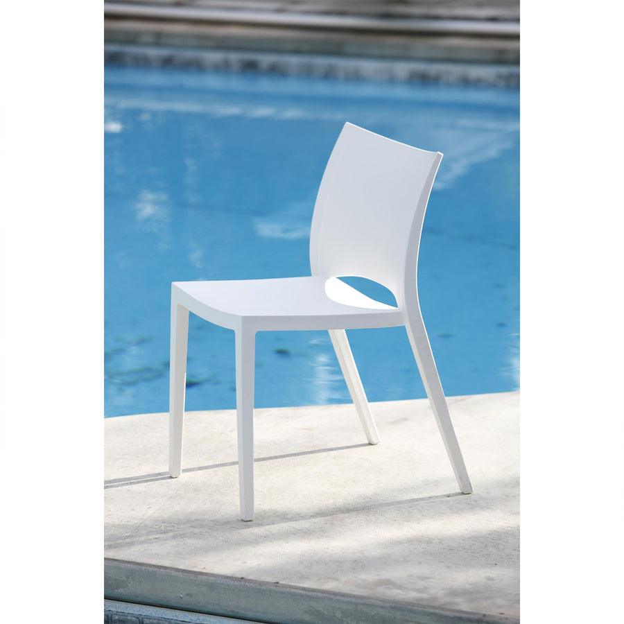 Euro Style Dining Chairs - Leslie Stacking Side Chair in White - Set of 2