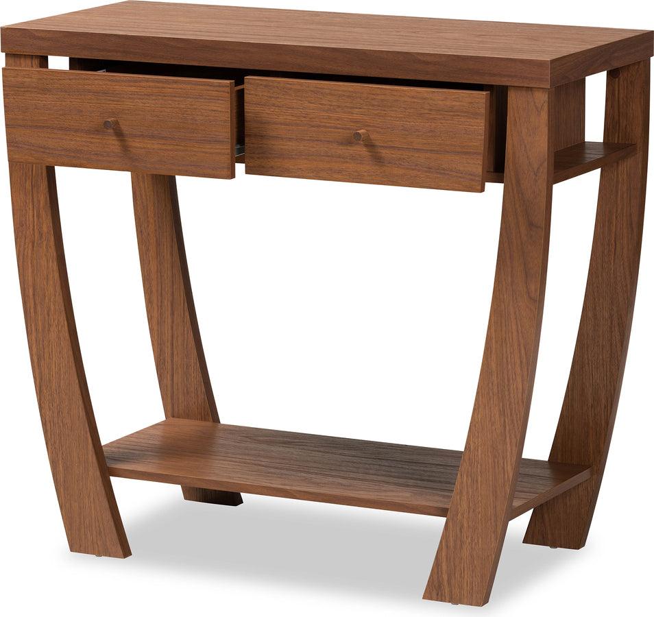 Wholesale Interiors Consoles - Capote Modern and Contemporary Walnut Brown Finished Wood 2-Drawer Console Table