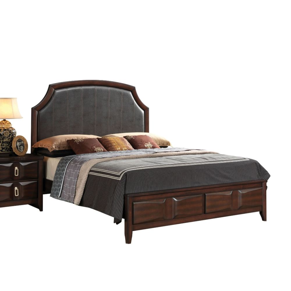 Queen Bed, Espresso PU & Espresso