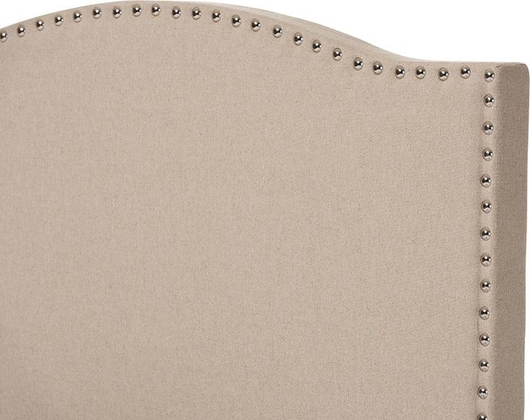 Wholesale Interiors Beds - Benjamin Beige Linen Upholstered Twin Size Arched Bed with Nail Heads
