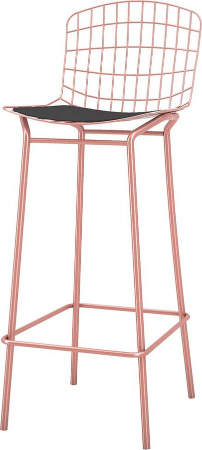 Manhattan Comfort Barstools - Madeline 41.73" Barstool, Set of 2 with Seat Cushion in Rose Pink Gold and Black