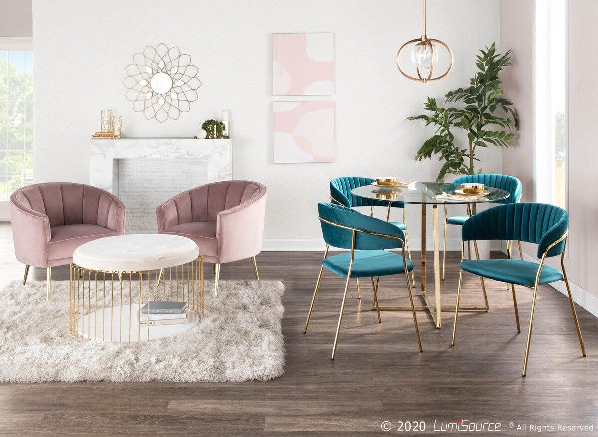 Lumisource Living Room Sets - Tania Chair 30" Gold Metal & Teal Velvet (Set of 2)