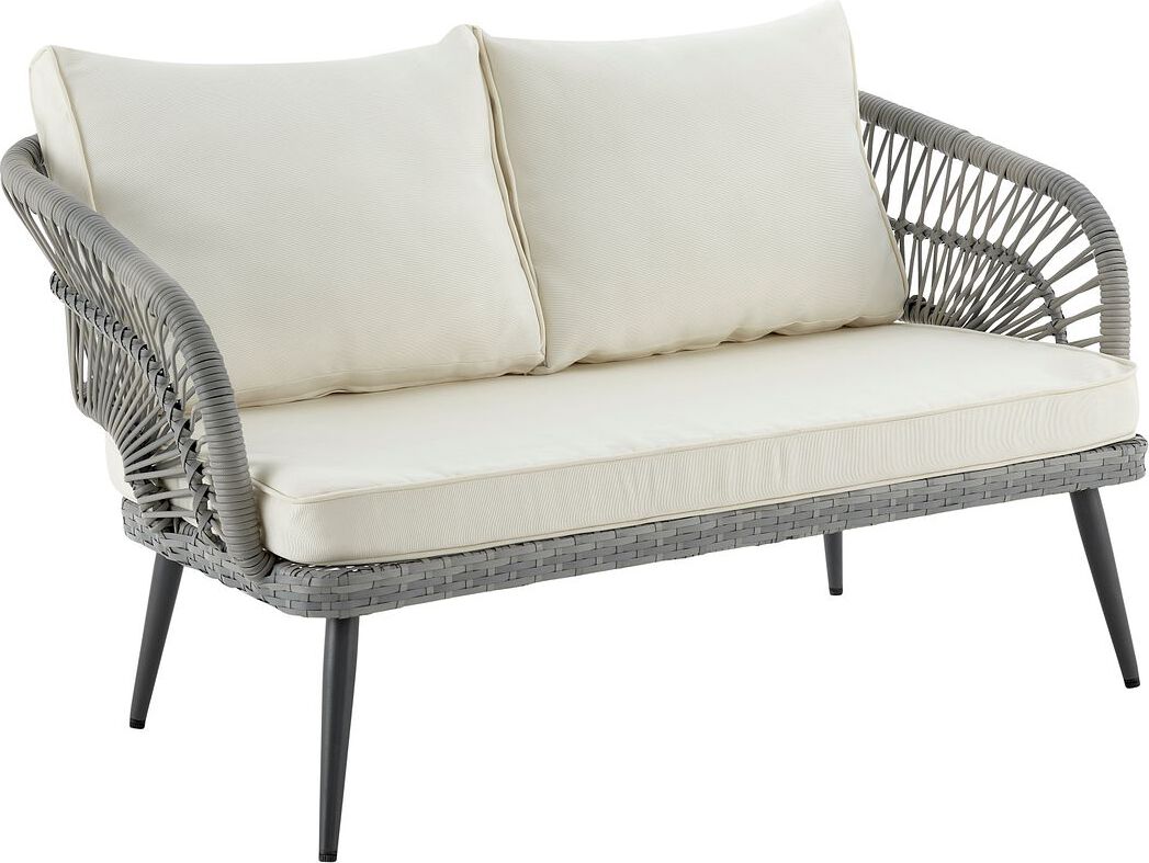 Manhattan Comfort Outdoor Conversation Sets - Riviera Patio 4- Person Conversation Set with Coffee Table with Grey Cushions