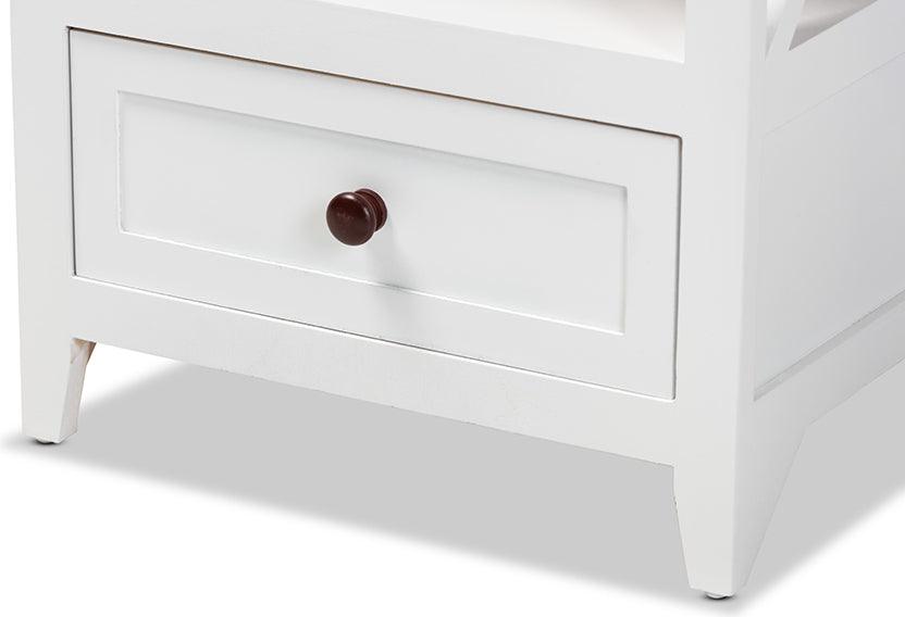 Wholesale Interiors Side & End Tables - Vesta Modern and Contemporary Two-Tone White and Dark Brown Wood 1-Drawer End table