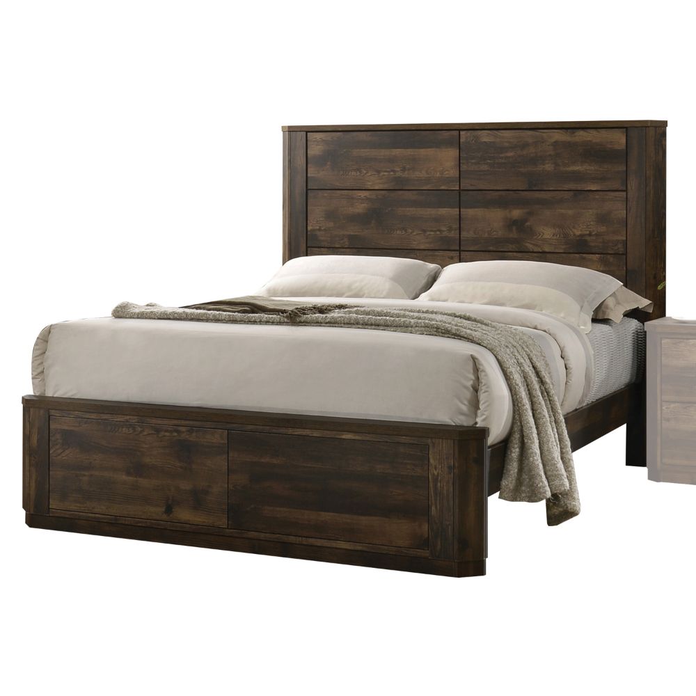 ACME Furniture Beds - Eastern King Bed, Rustic Walnut