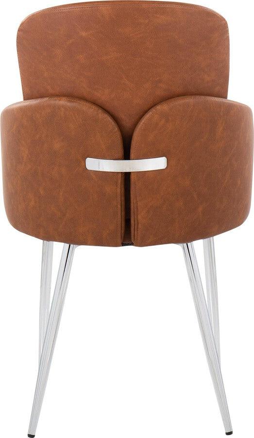 Lumisource Dining Chairs - Dahlia Contemporary Dining Chair In Chrome Metal & Camel Faux Leather With Chrome Accent (Set of 2)