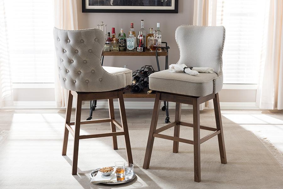 Wholesale Interiors Barstools - Gradisca Contemporary Brown & Light Beige Swivel Barstool (Set of 2)