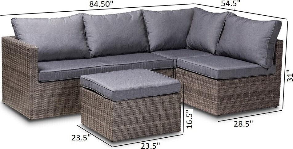 Wholesale Interiors Outdoor Conversation Sets - Pamela Modern And Contemporary Outdoor Patio Set Gray And Brown
