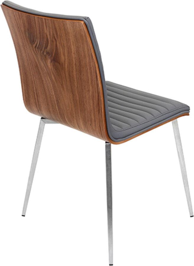 Lumisource Dining Chairs - Mason Dining Chair with Swivel in Stainless Steel, Walnut & Grey-Set of 2
