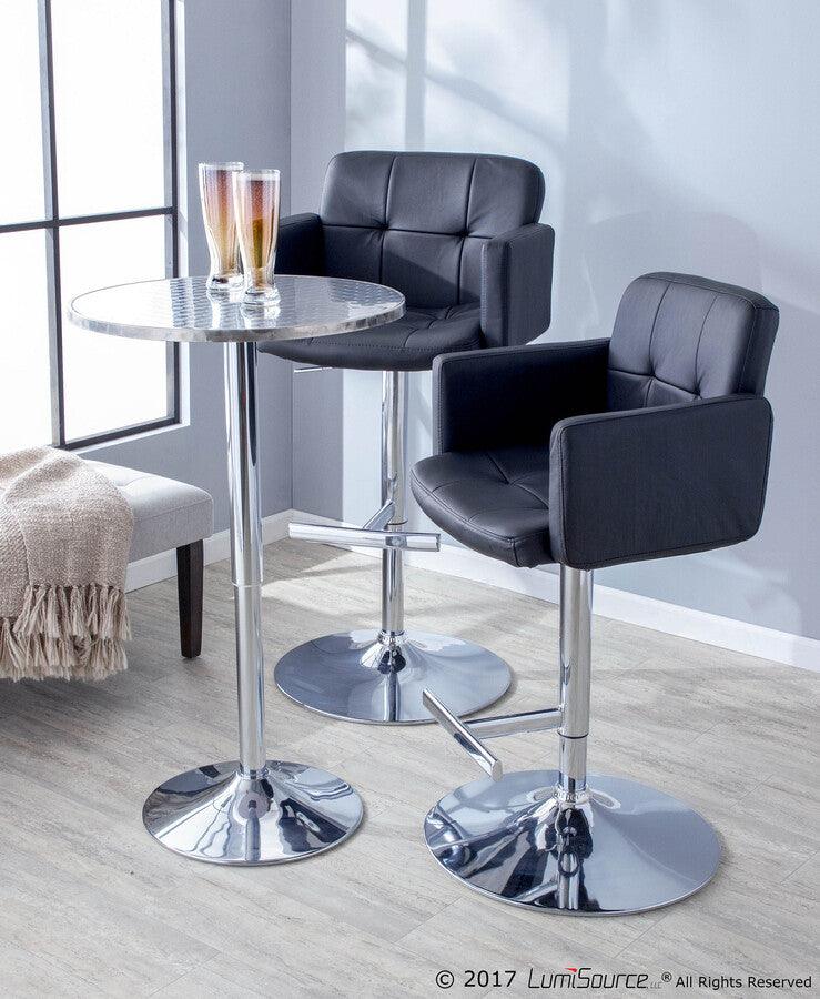 Lumisource Bar Tables - Bistro Contemporary Adjustable Round Bar Table in Silver