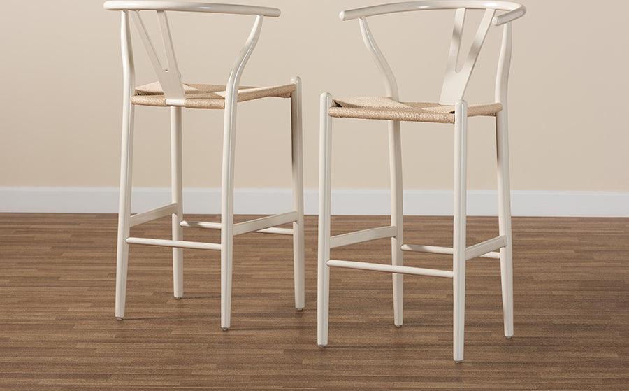 Wholesale Interiors Barstools - Paxton White Finished Wood 2-Piece Bar Stool Set