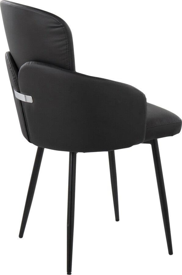 Lumisource Dining Chairs - Dahlia Contemporary Dining Chair In Black Metal & Black Faux Leather With Chrome Accent (Set of 2)