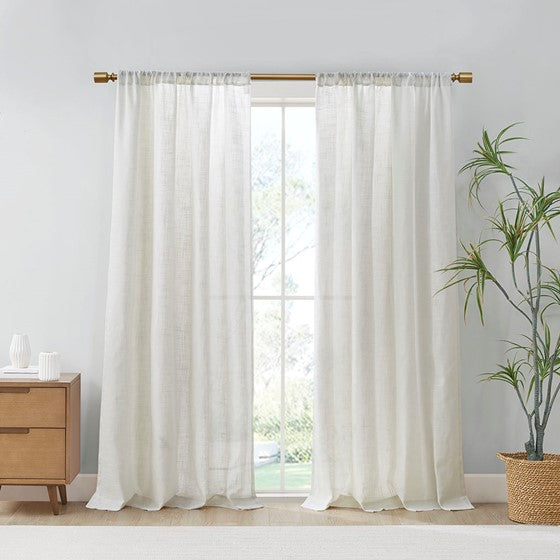 Olliix.com Curtains - Linen Blend Light Filtering Curtain Panel Pair White