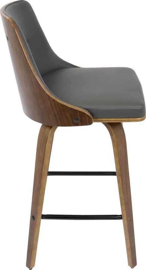 Lumisource Barstools - Gianna 26" Counter Stool In Walnut With Grey Faux Leather (Set of 2)