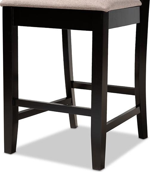 Wholesale Interiors Barstools - Devon Sand Fabric Upholstered And Espresso Brown Finished Wood 2-Piece Counter Height Pub Chair Set