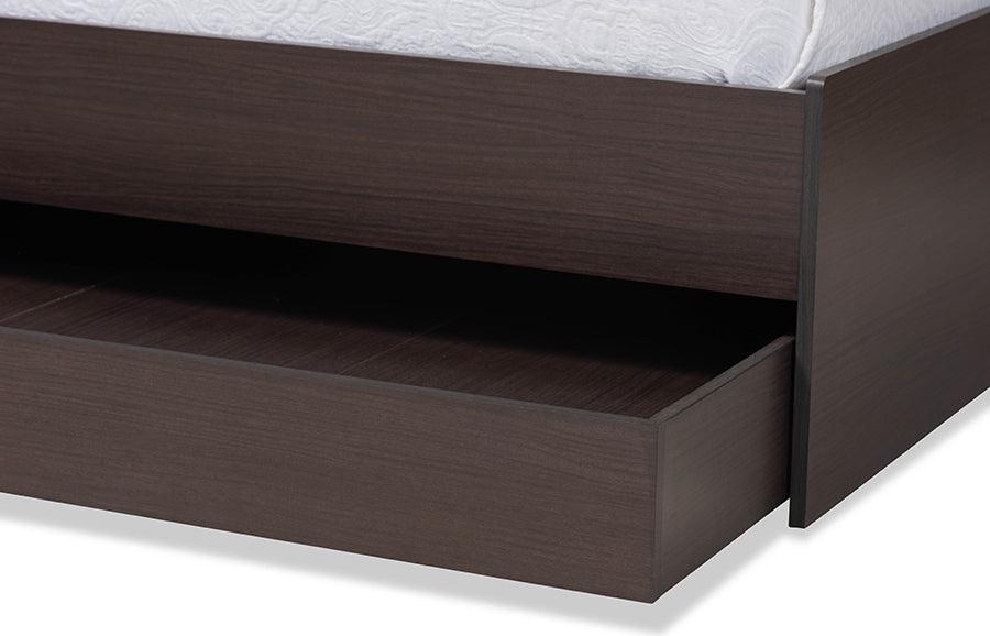 Wholesale Interiors Beds - Faraday Dark Brown Finished Wood Twin Size Platform Storage Corner Bed
