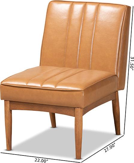 Wholesale Interiors Dining Chairs - Daymond Tan Faux Leather Upholstered and Walnut Brown Finished Wood Dining Chair