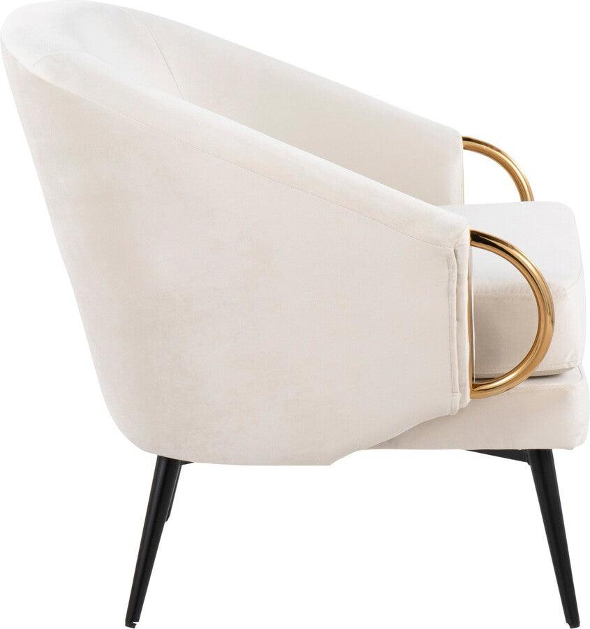 Lumisource Accent Chairs - Claire Contemporary/Glam Black Steel & Cream Velvet With Gold Steel Accents