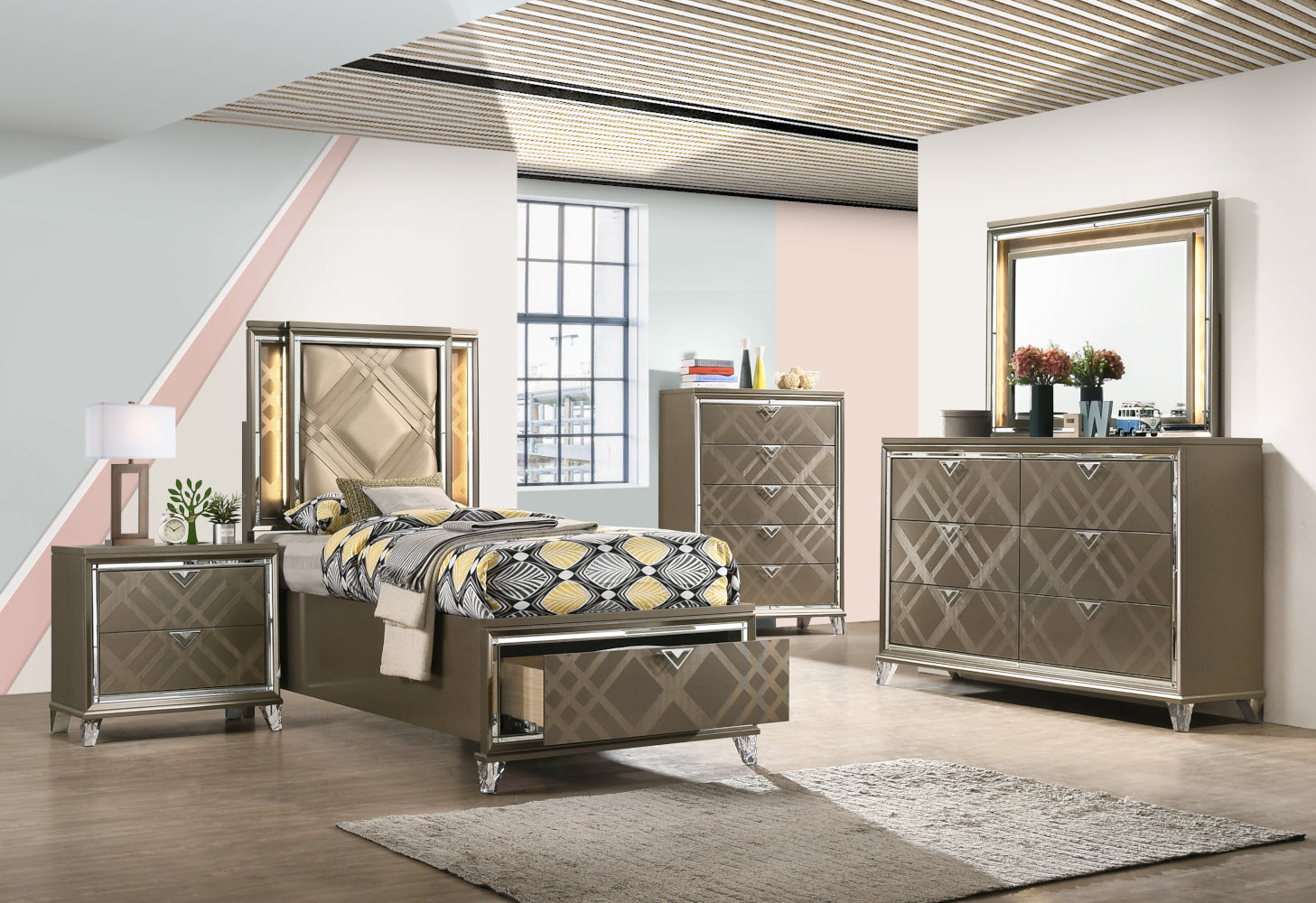 ACME Furniture Dressers - ACME Skylar Dresser, Dark Champagne