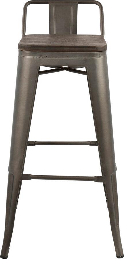 Lumisource Barstools - Oregon Industrial Low Back Barstool in Antique and Espresso - Set of 2