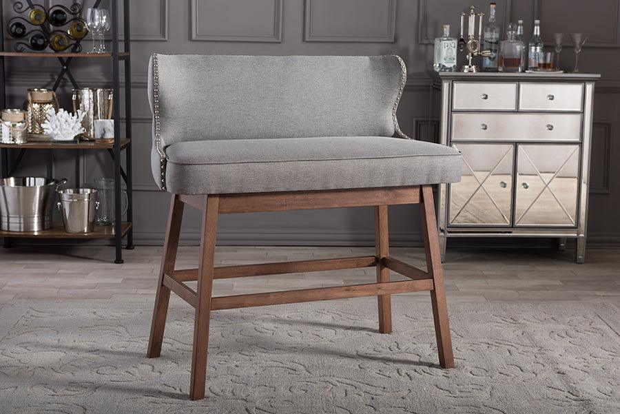 Wholesale Interiors Barstools - Gradisca Button-tufted Upholstered Bar Bench Banquette Grey