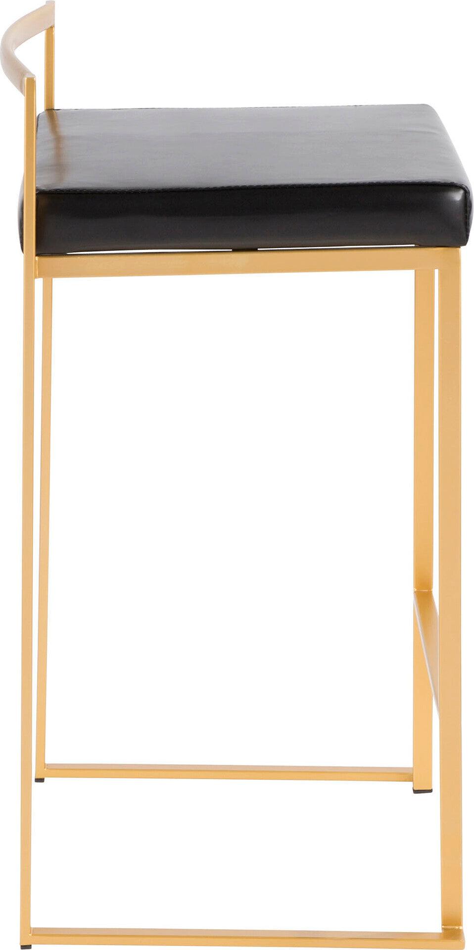 Lumisource Barstools - Fuji Stacker Counter Stool (Set of 2) Gold & Black