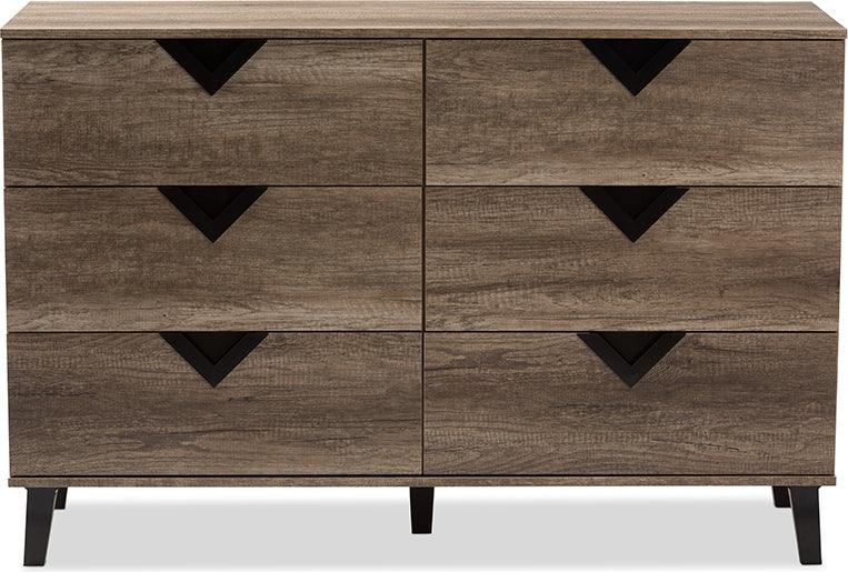Wholesale Interiors Dressers - Wales Modern and Contemporary Light Brown Wood 6-Drawer Dresser Light Brown