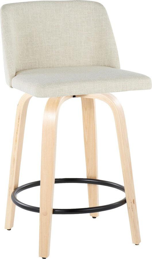 Lumisource Barstools - Toriano 24" Fixed Height Counter Stool In Natural & Light Green (Set of 2)