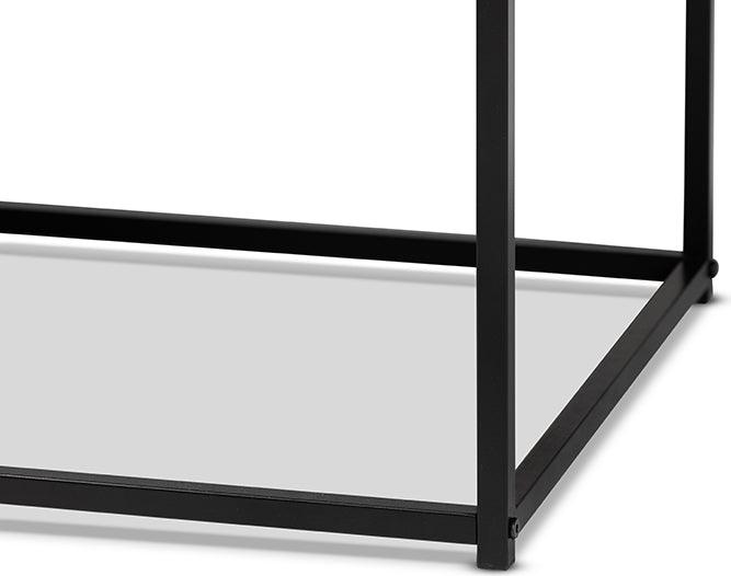 Wholesale Interiors Coffee Tables - Roderick Weathered Oak Finished Wood and Black Metal 2-Drawer Coffee Table