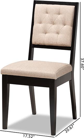 Wholesale Interiors Dining Chairs - Gideon Sand Fabric Upholstered and Dark Brown Finished Wood 2-Piece Dining Chair Set