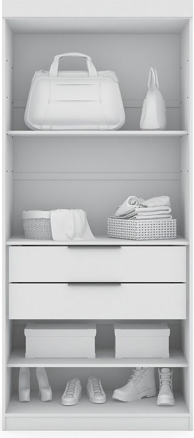 Manhattan Comfort Cabinets & Wardrobes - Mulberry 2.0 Semi Open 2 Sectional Corner Closet - Set of 2 in White