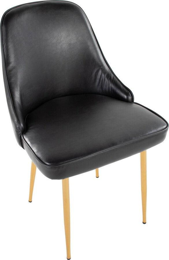 Lumisource Dining Chairs - Marcel Contemporary/Glam Dining Chair With Gold Frame & Black Faux Leather (Set of 2)