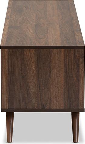 Wholesale Interiors TV & Media Units - Naoki Modern and Contemporary Two-Tone Grey and Walnut Finished Wood 2-Door TV Stand
