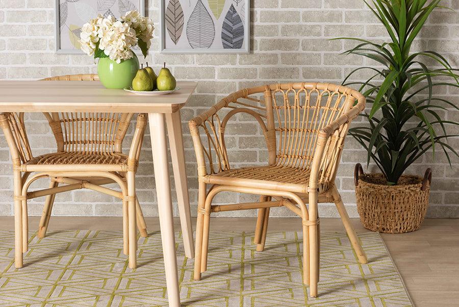 Wholesale Interiors Dining Chairs - Kaka Modern Bohemian Natural Brown Rattan Dining Chair