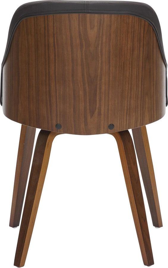 Lumisource Dining Chairs - Bacci Dining/Accent Chair In Walnut Wood & Brown Faux Leather