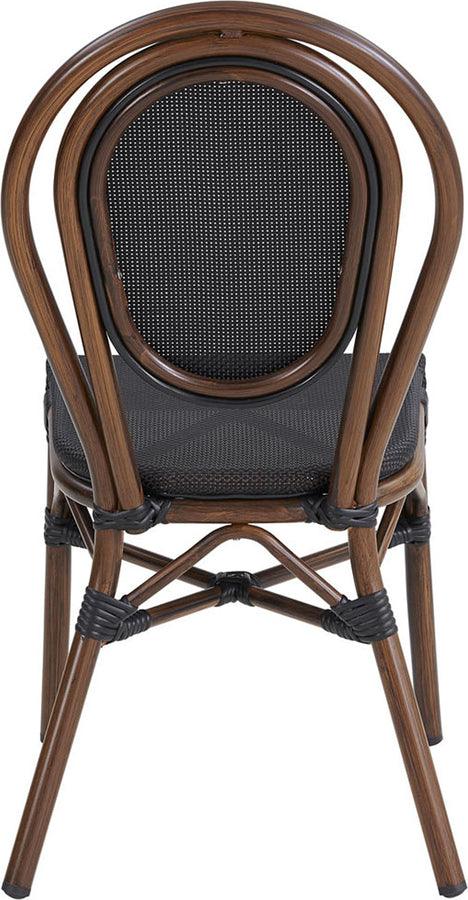 Euro Style Dining Chairs - Erlend Stacking Side Chair in Black Textylene Mesh with Brown Frame - Set of 2