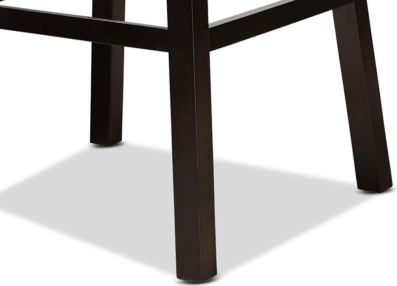 Wholesale Interiors Barstools - Theron Tan Faux Leather Upholstered and Dark Brown Finished Wood 2-Piece Swivel Bar Stool Set
