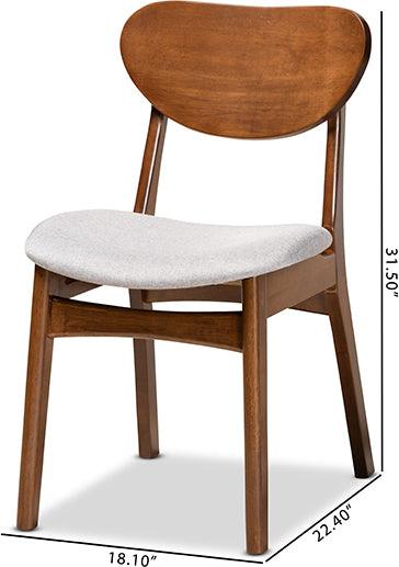Wholesale Interiors Dining Chairs - Katya Mid-Century Modern Grey Fabric and Brown Finished Wood 2-Piece Dining Chair Set