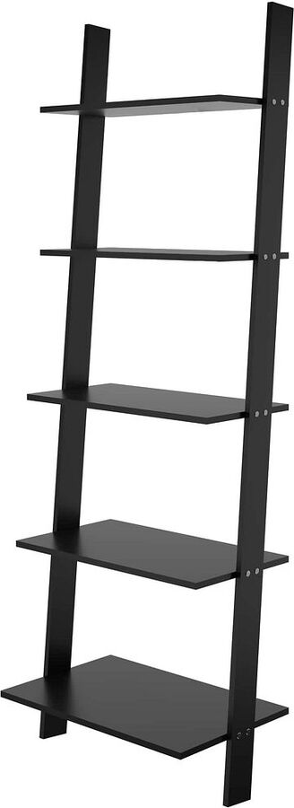 Manhattan Comfort Bookcases & Display Units - Cooper 5-Shelf Floating Ladder Bookcase in Black