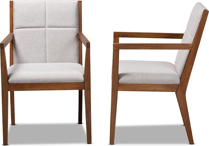 Wholesale Interiors Accent Chairs - Theresa Greige And Walnut Effect 2-Piece Chair Set