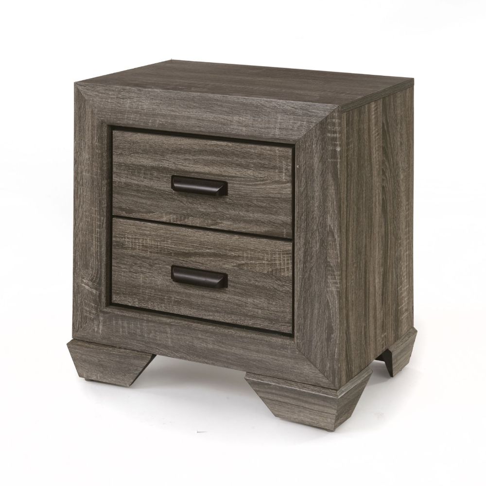 ACME Nightstands & Side Tables - ACME Lyndon Nightstand, Weathered Gray Grain
