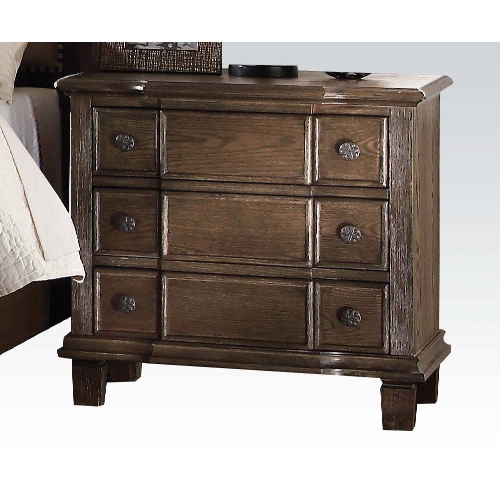 ACME Nightstands & Side Tables - ACME Baudouin Nightstand, Weathered Oak