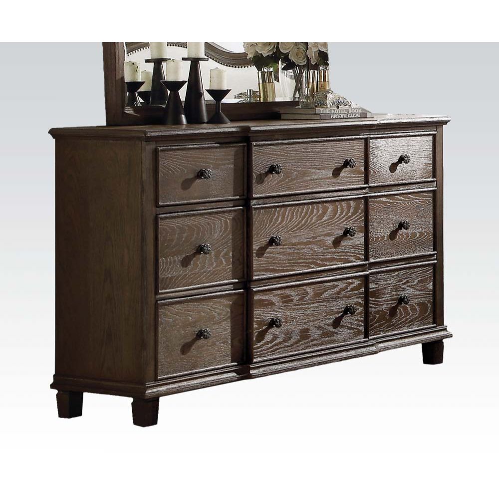 ACME Furniture Dressers - Baudouin Dresser, Weathered Oak