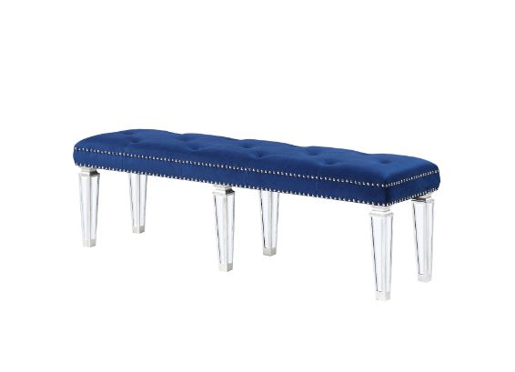 ACME Benches - ACME Varian Bench, Blue Velvet & Mirrored