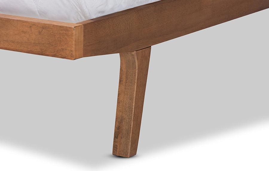 Wholesale Interiors Beds - Jarlan Modern Charcoal Fabric and Brown Wood Queen Size Platform Bed