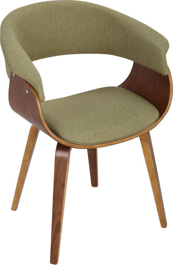 Lumisource Dining Chairs - Vintage Mod Mid-Century Modern Dining/Accent Chair in Walnut and Green