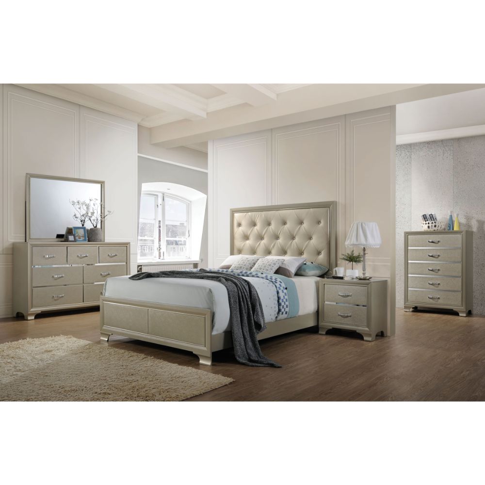 ACME Nightstands & Side Tables - ACME Carine Nightstand, Champagne
